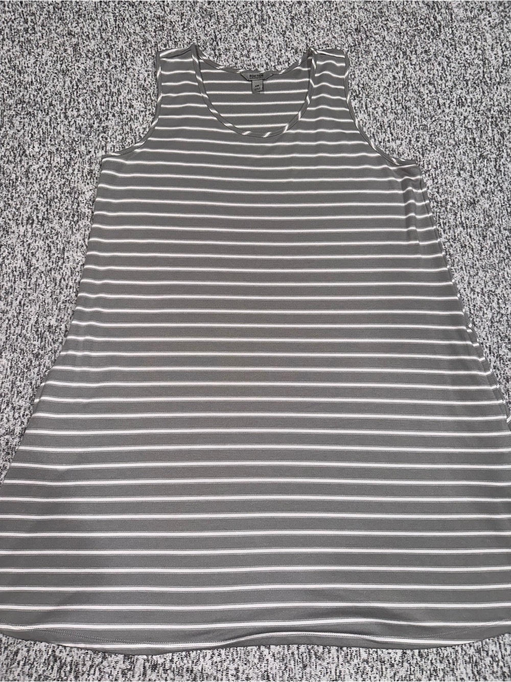 Kenneth Cole Reaction Gray and White Striped Tank Top Dress Sz XXL